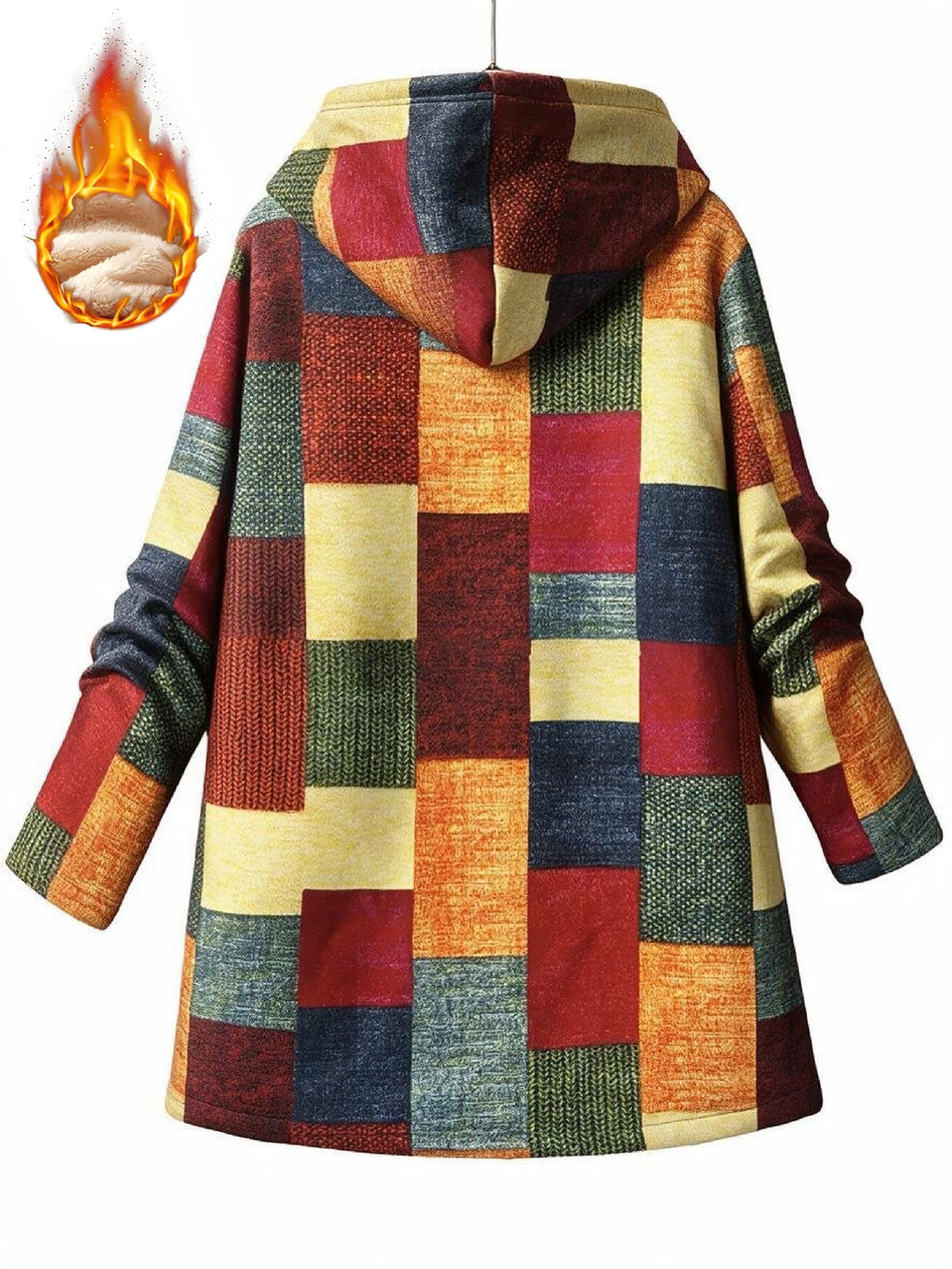 Women'S Hooded Sweatshirt Warm Fleece Jacket - Brick Red