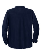 Men's Corduroy Button- Shirt Jacket with Chest Patch Pockets, Long Sleeves, Autumn/winter Casual Outerwear - Navy Color