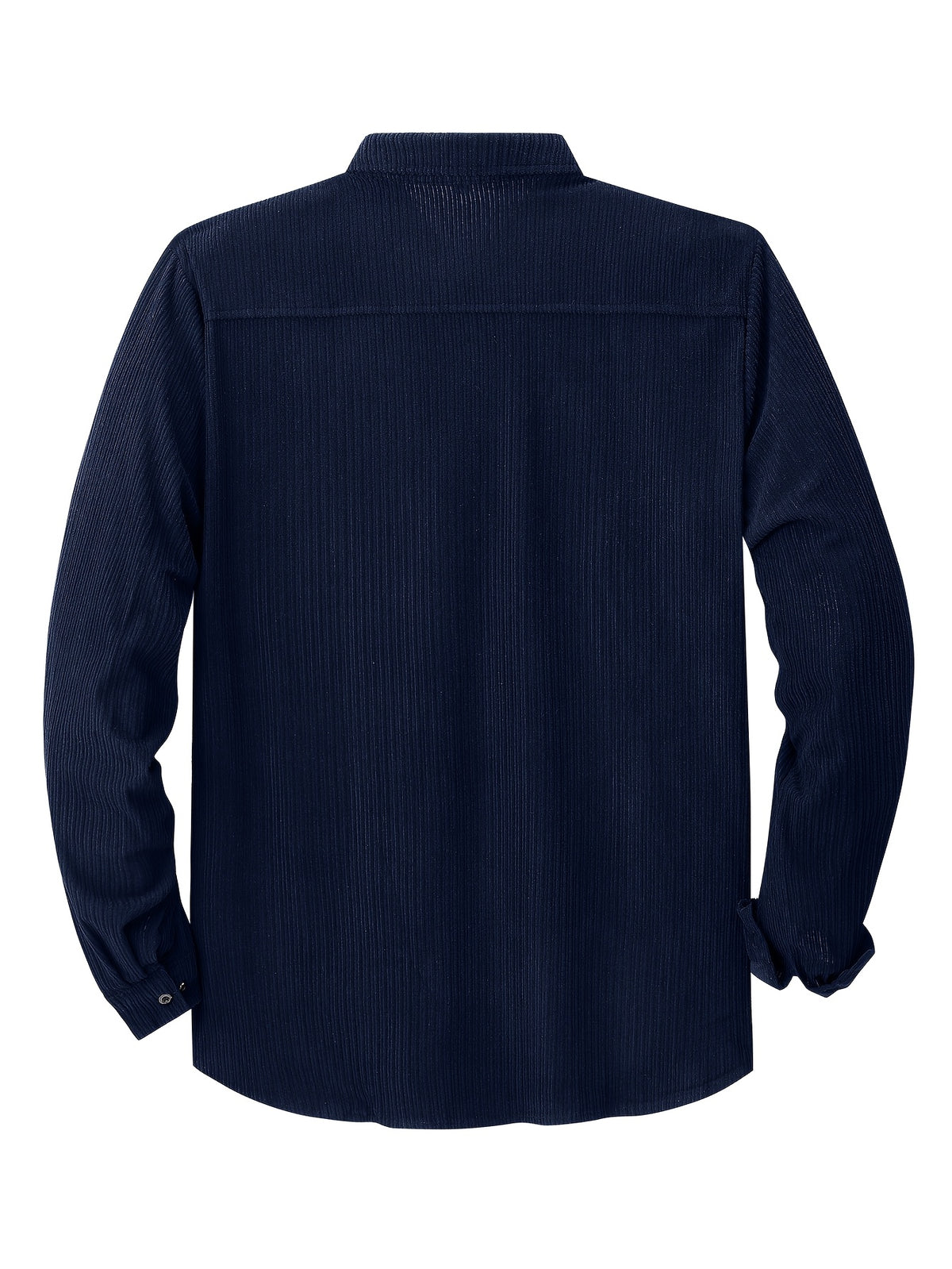 Men's Corduroy Button- Shirt Jacket with Chest Patch Pockets, Long Sleeves, Autumn/winter Casual Outerwear - Navy Color