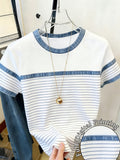 Women's Fashion Round-Neck Short Sleeve T-Shirt, Cute Home Wear, Versatile Outerwear, Swear Top, Printed, Mature Trendy Clothing, Women's Casual Printed Round-Neck Short Sleeve T-Shirt - White