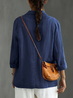 Casual Two-button Commuter Long-sleeve Spring/summer New Style Blazer with Pockets - Navy Color