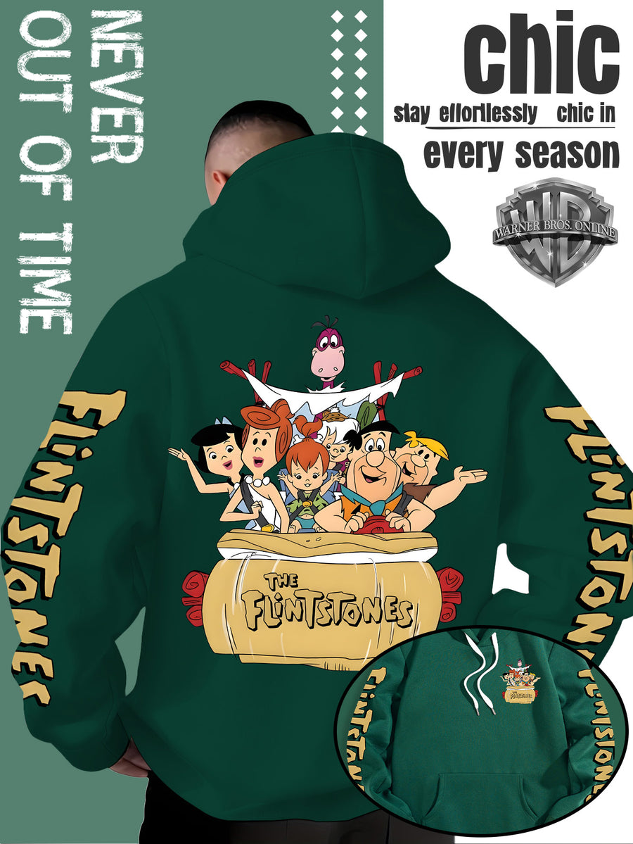 Men'S Hooded Sweatshirt, Cool American Retro Street Style, Classic Original Family Full Assembly Design, with Vintage Bold Font Decoration, Sleeve Theme Patterns, Machine Washable And Non-Deformable, Fall/Winter Skin-Friendly Warm Long Sleeve Top - Green