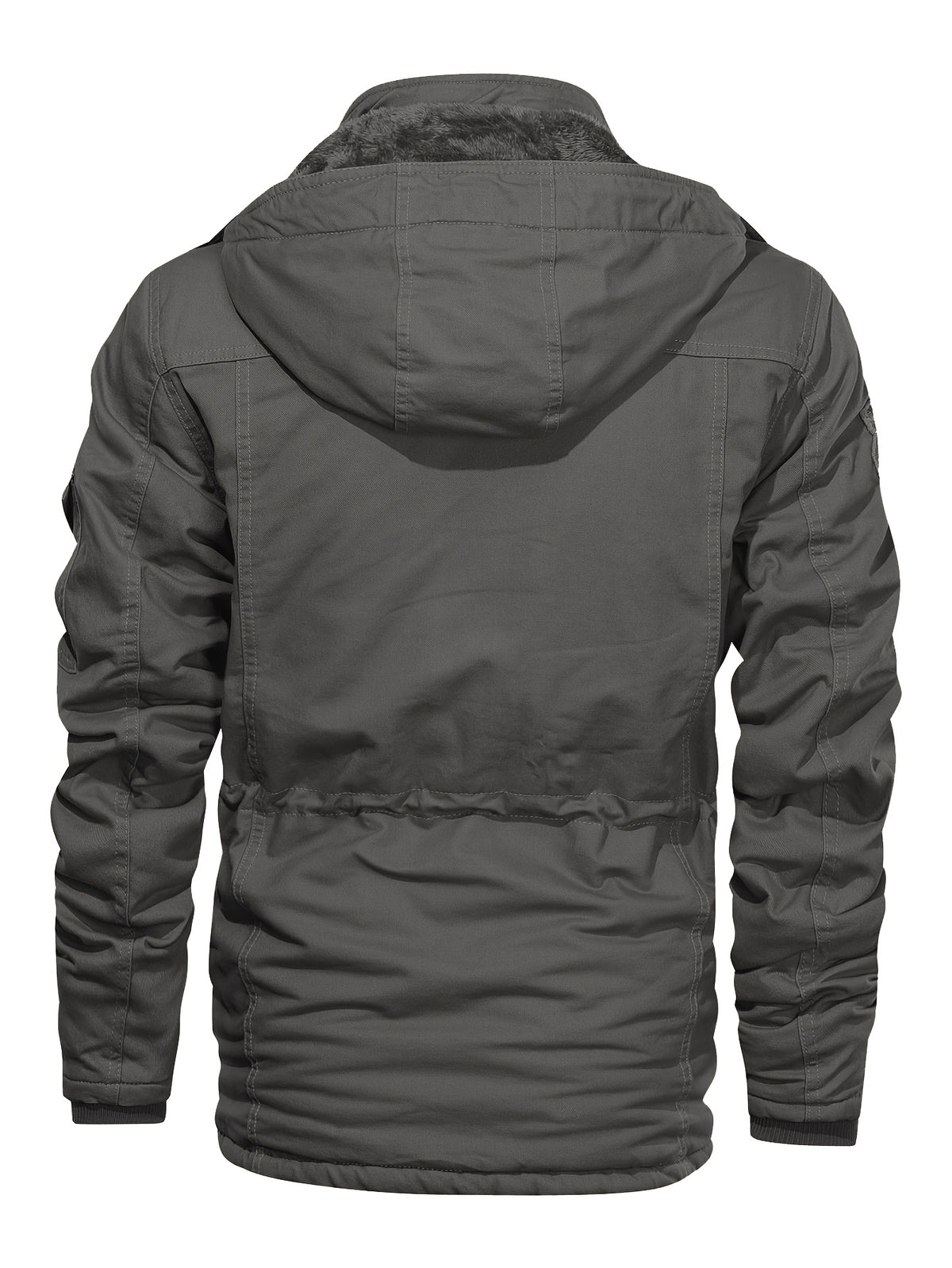 Men'S Heavyweight Winter Jacket Thickened Casual Cargo Detachable Hood Bomber Jacket Stand Collar Zipper Multi-Pockets Warm Coat Thickened Jacket Peacoat - Dark Gray