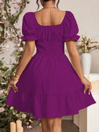 Fashionable Commuter A-Line Dress for Women - Rose Red
