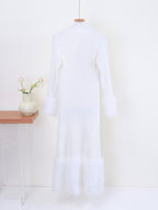 Modal Solid Color Waist Elegant Dress - White