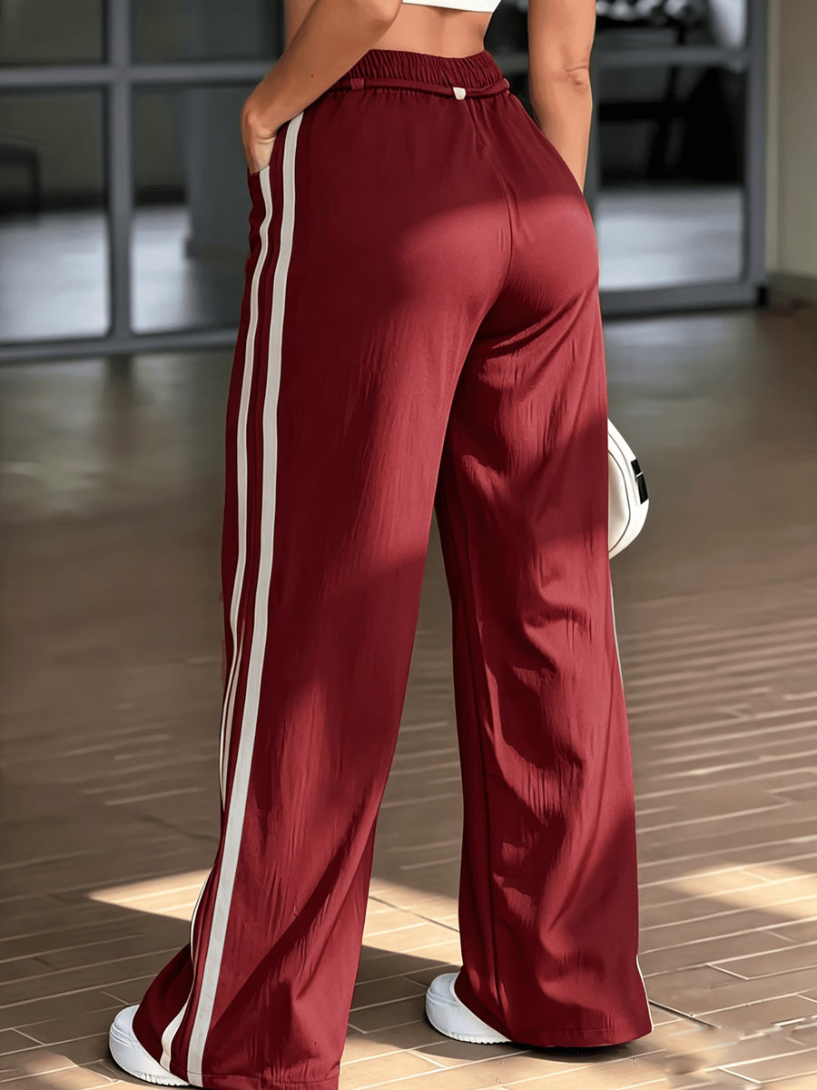 Women's Fashion - Long Trousers - Unique Waist Design for a Look, Daily Commute Style, Elegant, Fashionable, and Casual, Versatile for and All-Match Outfits, Suitable for Outdoor S, Japanese, Korean, European, and American Styles, Four Seasons - Burgundy