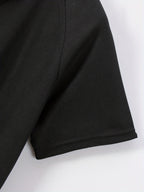 Breathable and Comfortable Men's Casual Short-sleeve Henley Waffle Knit Shirt with a Stand-up Collar - Black