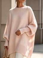 New Autumn/Winter Loose-Fit Crewneck Sweater for Women, Soft, Skin-Friendly, and Flowy for a Effect, Simple and Versatile for Daily Commuting - Pink Color