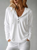 Autumn/Winter Women's Elegant Hooded Long-Sleeve Soft and Comfortable Sweatshirt - White