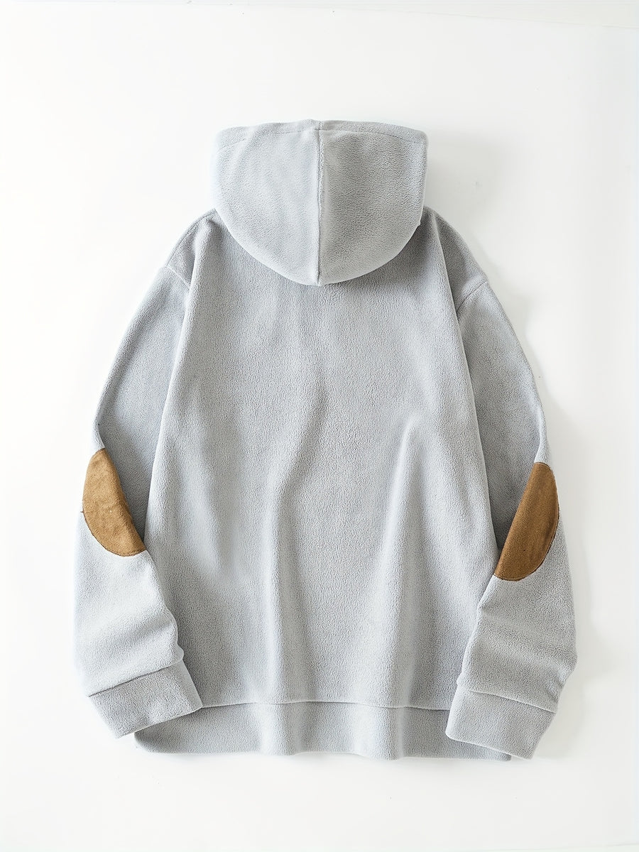 New Men's Autumn/Winter Casual Fashion Hooded Sweatshirt, Heavyweight Thickened Hooded Sporty Trendy Sweatshirt Jacket, for Daily Outings, Holiday Gifts, Great for Gifting to Family and Friends - Light Grey