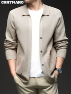 ZBZP Men's Autumn/Winter Knitted Sweater - Premium Warm Winter Cardigan, New Arrival Oversized Loose Fit Open Front Cardigan for Men - Khaki