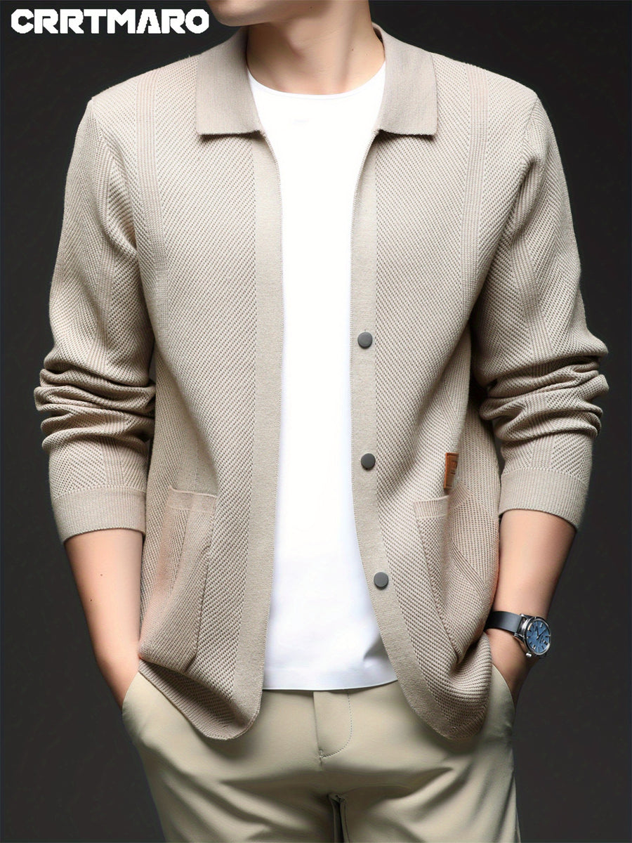 ZBZP Men's Autumn/Winter Knitted Sweater - Premium Warm Winter Cardigan, New Arrival Oversized Loose Fit Open Front Cardigan for Men - Khaki