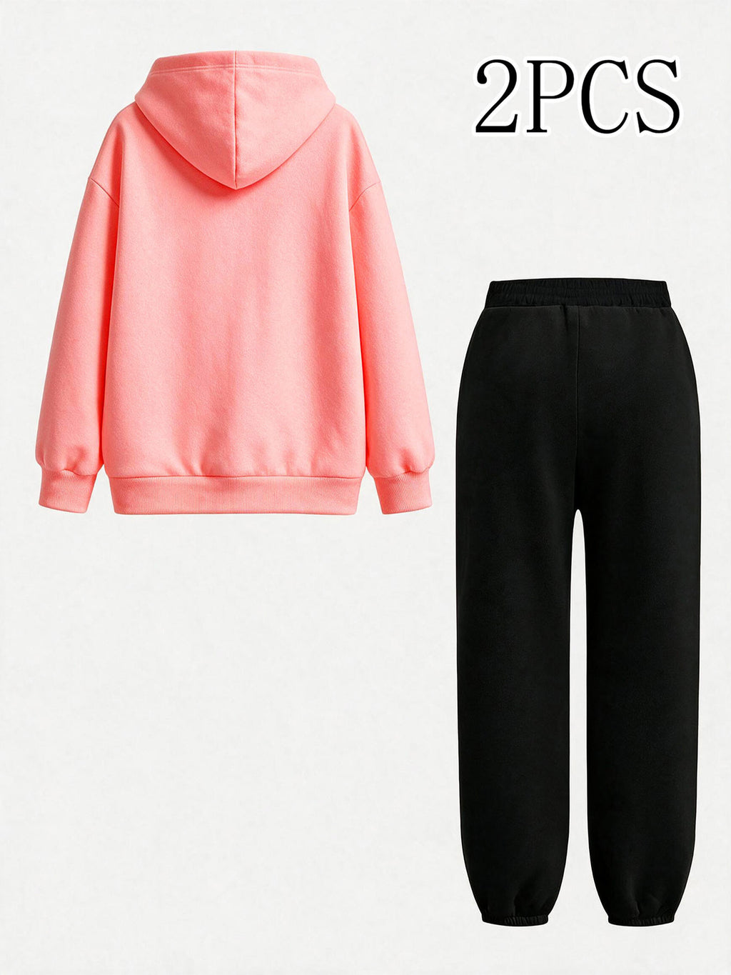 2pcs Value Pack: Stylish and Elegant Y2K Style Sportswear for Women, Suitable for Spring, Autumn, and Winter. Hooded -Lined Sweatshirt + -Lined Long Pants Set. 2pcs Outfit for Indoor and Outdoor Wear. Geometric Print Hooded Top and Long Pants Set. - Blush+Black