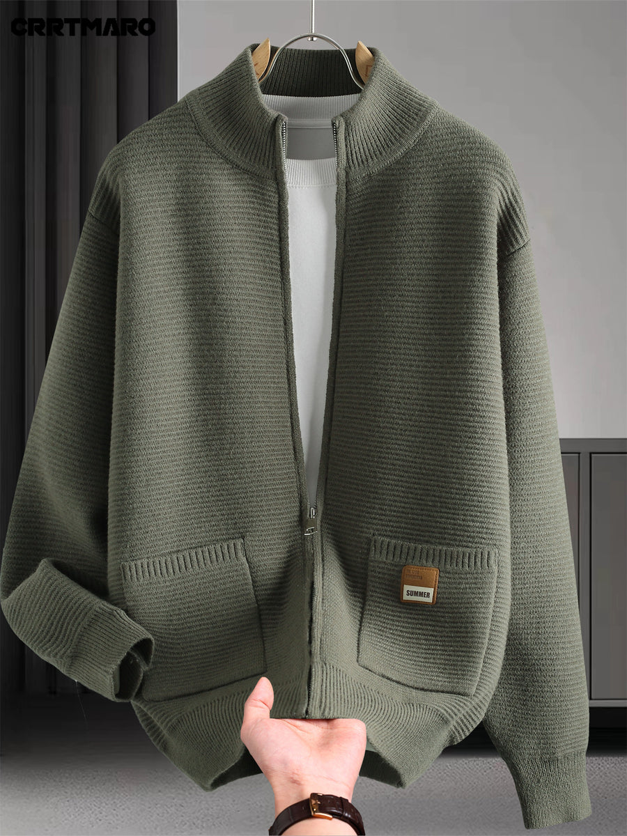 CRRTMARO Men's Warm Sweater - Solid Color Round Neck Pullover, Casual Winter Sweater Suitable for Fall & Winter, Warm Long Sleeve Sweater for Office, Layering, Daily Wear, Versatile Wardrobe Essential - Green