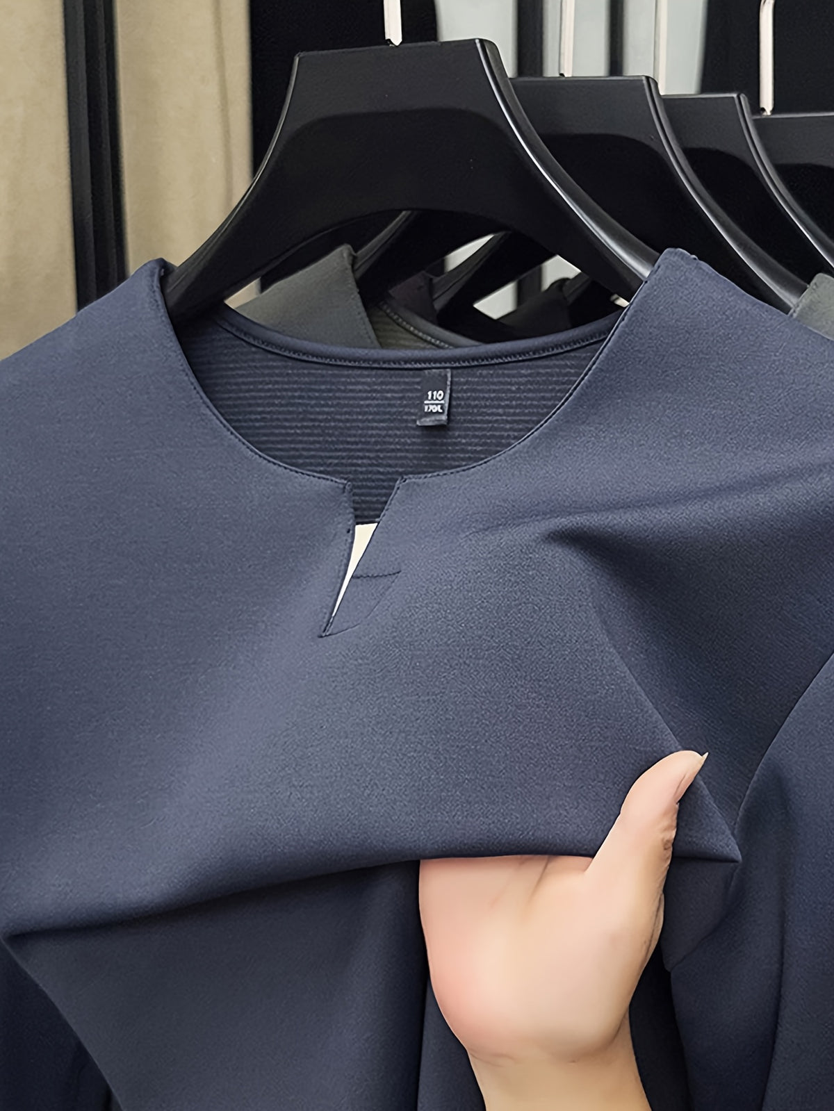 Spring/Autumn New Fashion Slim Fit Men'S Small V-Neck Long Sleeve Sweatshirt Comfortable Skin-Friendly Main Push Style - SINBOS - Blue Grey