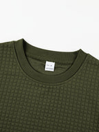 Men'S Waffle Knit T-Shirt, a Short Sleeve Crew Neck Casual Summer Top Featuring Premium Handcrafted Fashion Labeling. Made from Textured, Breathable Fabric with a Soft And Lightweight Feel, Offering a Comfortable Slim-Fit Design - Olive Green
