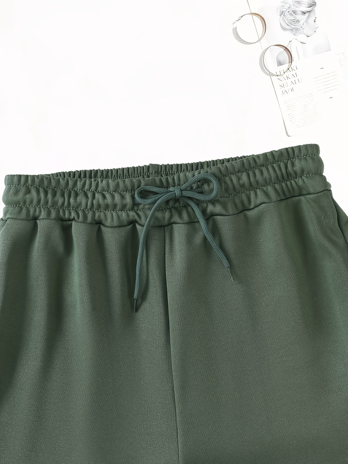3pcs Women'S Casual Jogger Shorts - Floral Butterfly Print, Drawstring Loose Fit Summer Elegant Sports Shorts, Machine Washable - Black + Apricot + Green