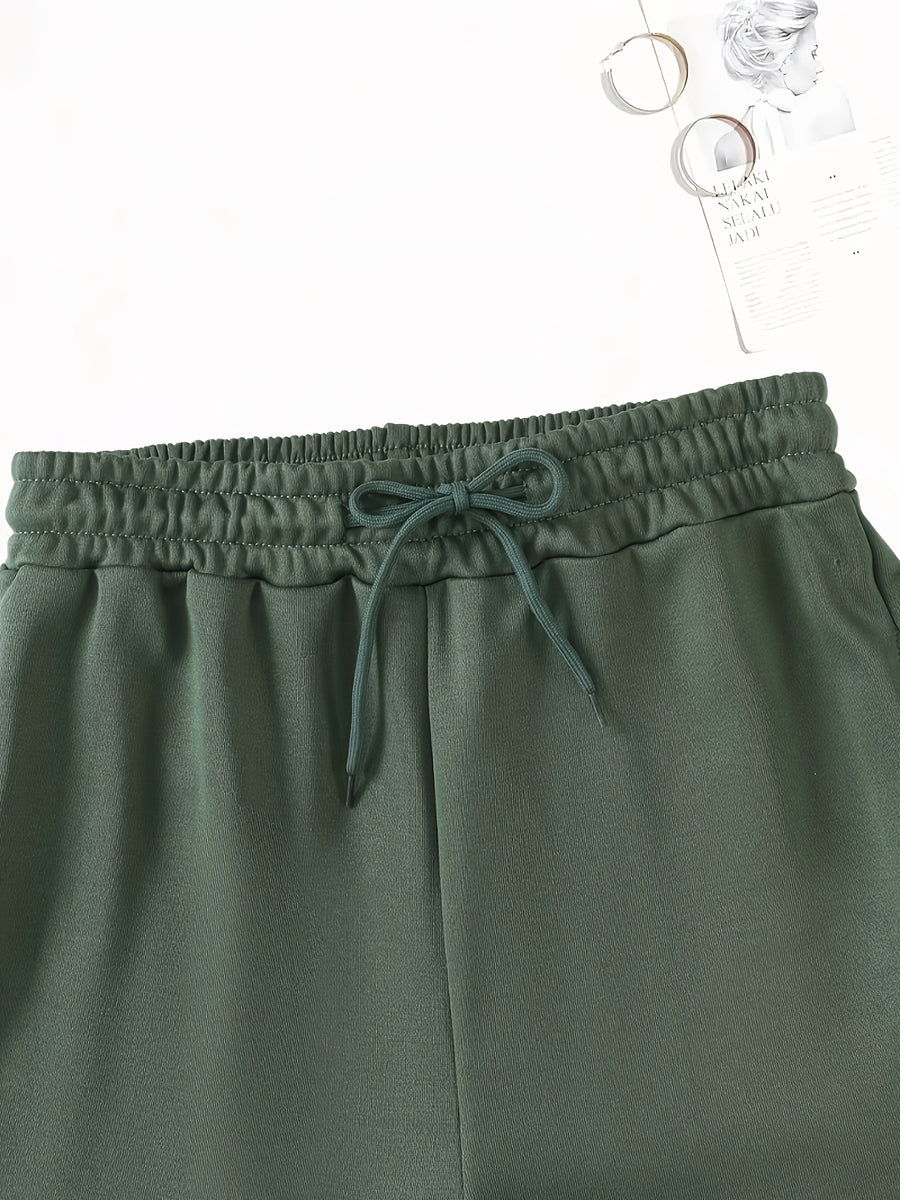 3pcs Women'S Casual Jogger Shorts - Floral Butterfly Print, Drawstring Loose Fit Summer Elegant Sports Shorts, Machine Washable - Black + Apricot + Green