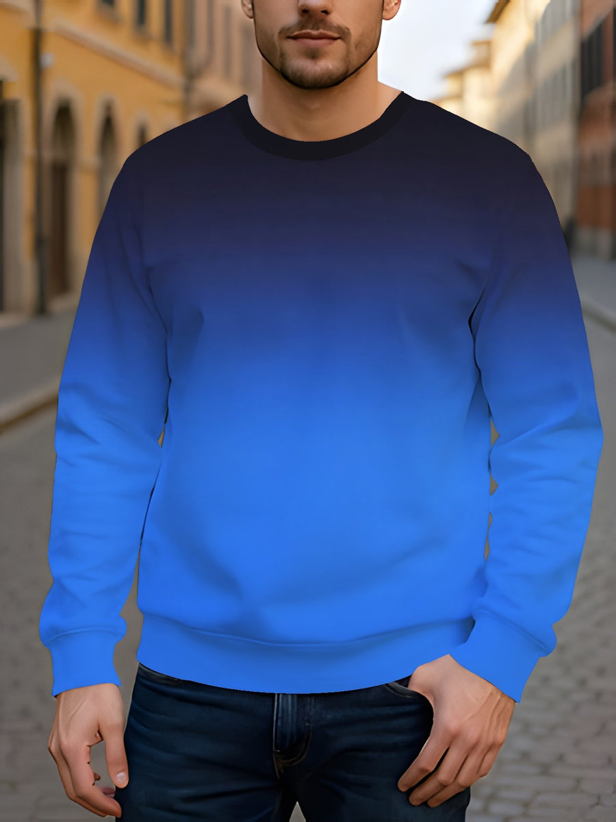 2pcs Men'S Round Neck Sweatshirt Set - Casual Print Top, Outdoor Leisure Style Round Neck Sweatshirt, Basic Versatile Style with Print - Mixed colors