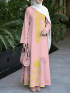 Women's Middle Eastern Style Muslim Elegant Thobe Dress, Suitable for Malaysia, Dubai Ethnic Long Dress, Straight Cut Loose Fit, for Festivals, Visiting Family, and Worship, Smooth and Wrinkle-Resistant, Non-Embroidered, Dignified and Grand Arab - Mixed colors