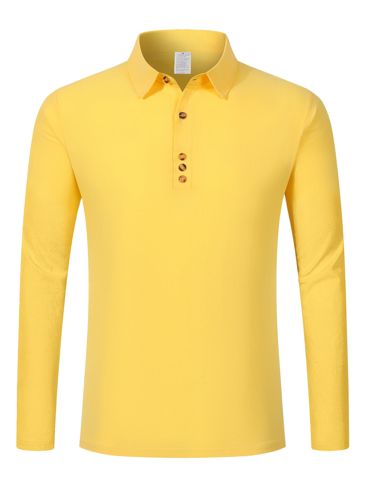 Autumn New Men'S Long Sleeve Shirt Casual Vacation Lapel Golf Long Sleeve - Yellow