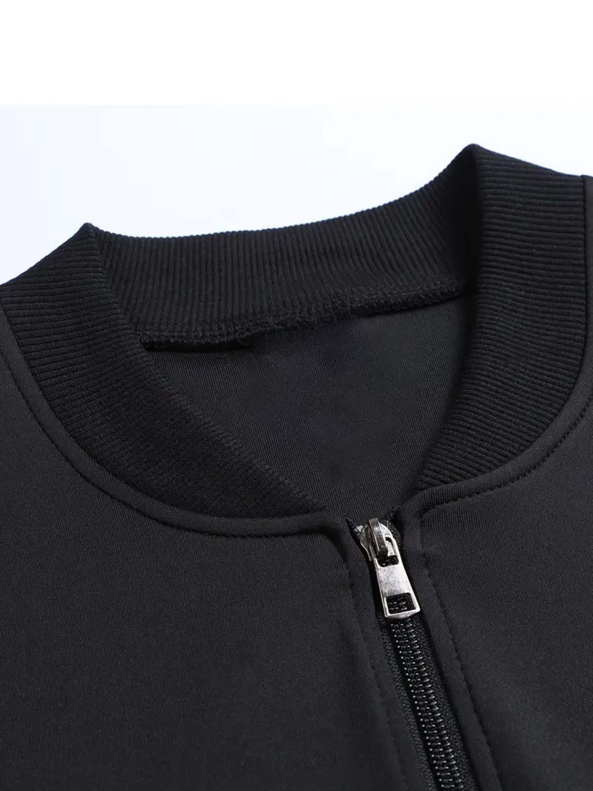 Men'S Trendy Business Style Baseball Collar Jacket, Retro Pinstripe Double Letter Line Print, Drapey Wrinkle-Resistant Coat, Autumn/Winter Commute And Outing Wear - Black