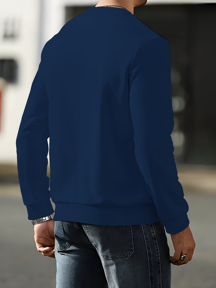 Men'S Fashion Casual Round Neck Sweatshirt, Autumn Winter Trendy Sweatshirt, Suitable for Home Leisure, Travel Essential - Mixed colors
