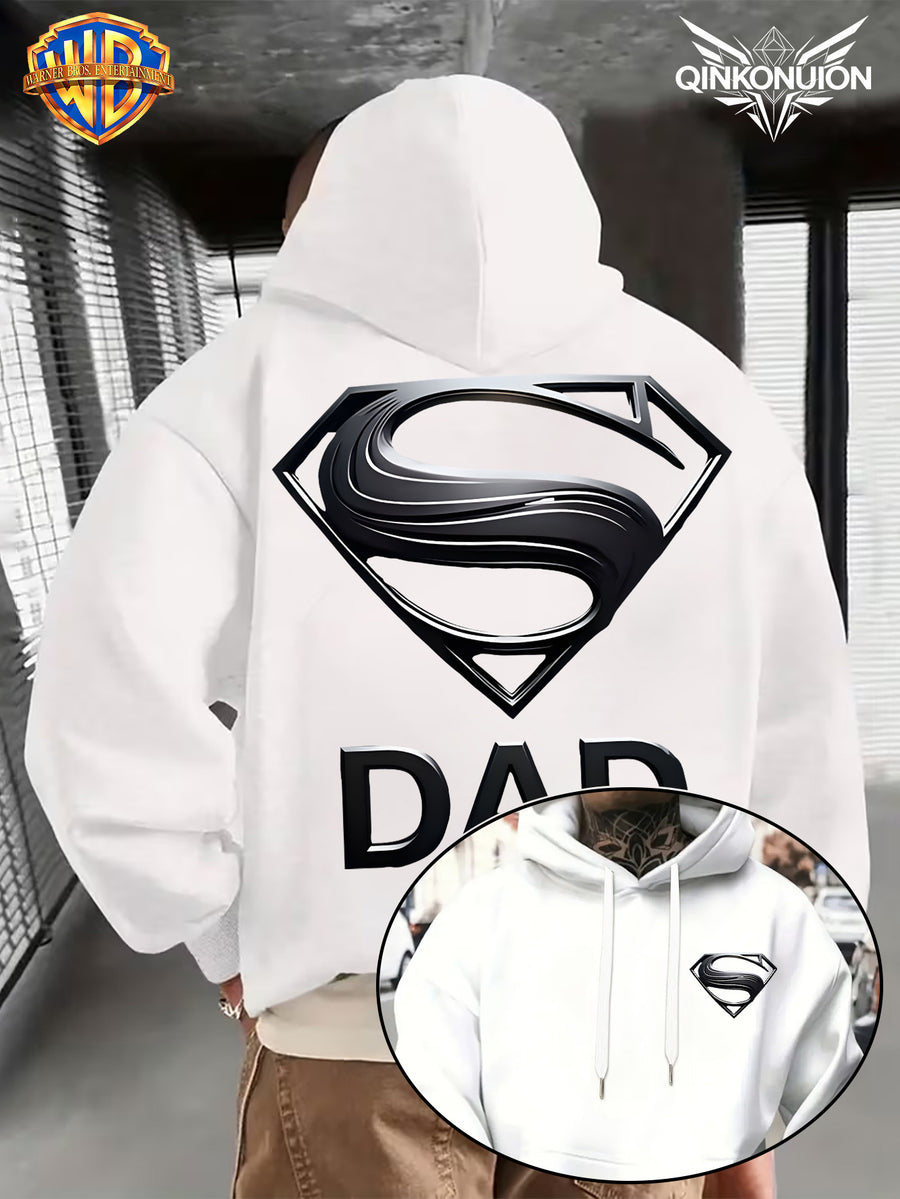WB Warner Men'S New Trendy Hoodie, Superman Classic Logo Printed Design Hoodie, Daily Casual Drawstring Hoodie, Long Sleeve Hoodie, Machine Washable, Multifunctional Sports And Leisure Loose Fit Men'S Hoodie - White