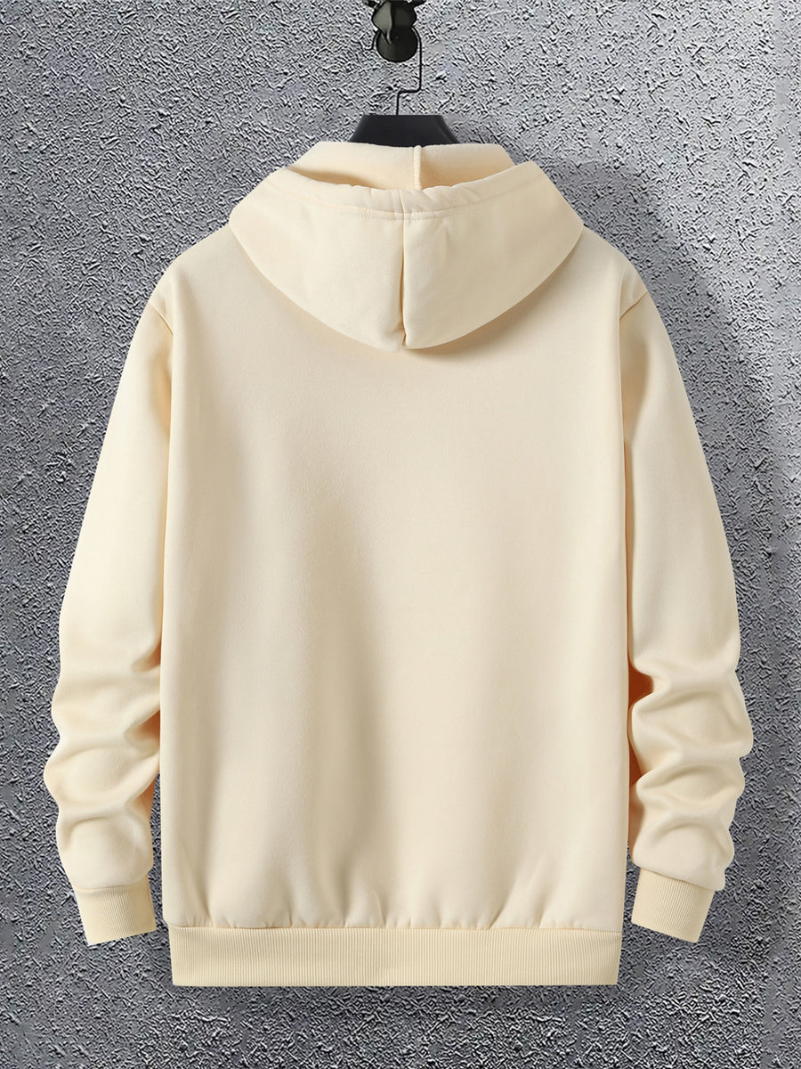 Warner Licensed Men'S Autumn Long Sleeve Hooded Sweatshirt, Durable Ribbed Cuffs, Breathable Polyester Fabric, Funny Muscle Bird Creative Cartoon Print, Suitable for Campus Youth Daily Wear, Class And Social Outings, Loose Drop Shoulder Cut - Apricot