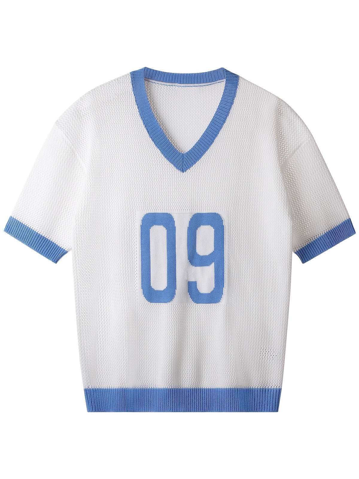 Spring Summer New Men'S Short Sleeve Hollow Loose Knit Pullover Top V-Neck Pullover Casual Outdoor Top - White
