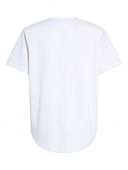 Men's Longline Statement Graphic T-Shirt - Bold Contrast Crew Neck Short Sleeve Tee, Lightweight 100% Polyester, Minimalist Regular Fit Summer Casual Top with Contrast Print Suitable for Casual Attire & Layering - White