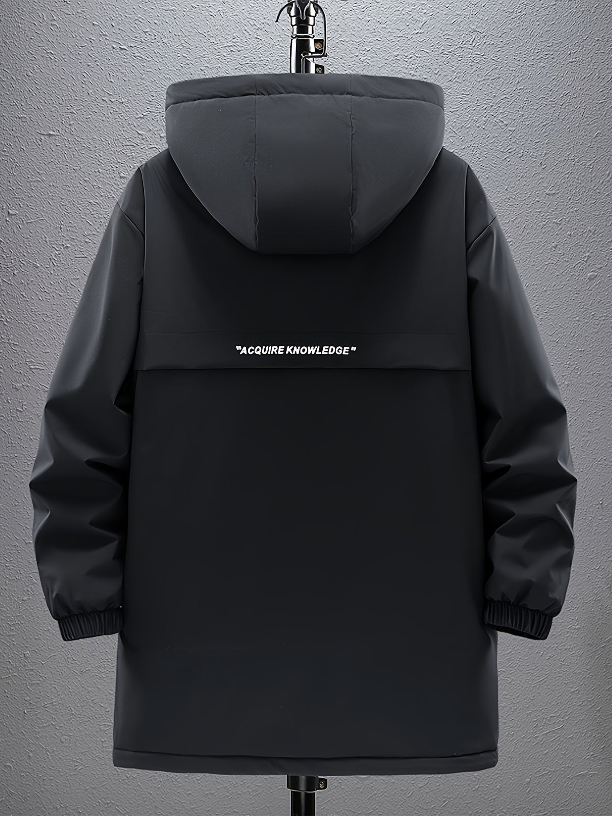 Men's Mid-Length Solid Color Hooded Trench Coat for Autumn and Winter, Suitable for Outdoor Daily Casual Fashion, Available in Black and Green - Black