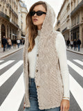 European And American Fashion Solid Color Double-Sided Plush Hooded Button Cardigan Autumn And Winter Warm Vest - Khaki