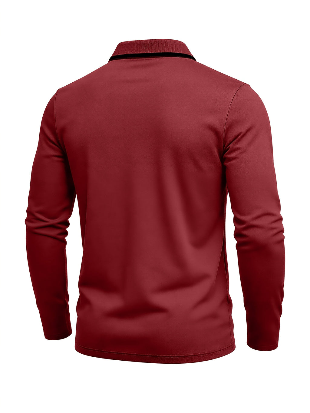 Autumn Cross-Border American Men'S Long Sleeve Polo Shirt Men'S Base Layer Contrast Top - Red