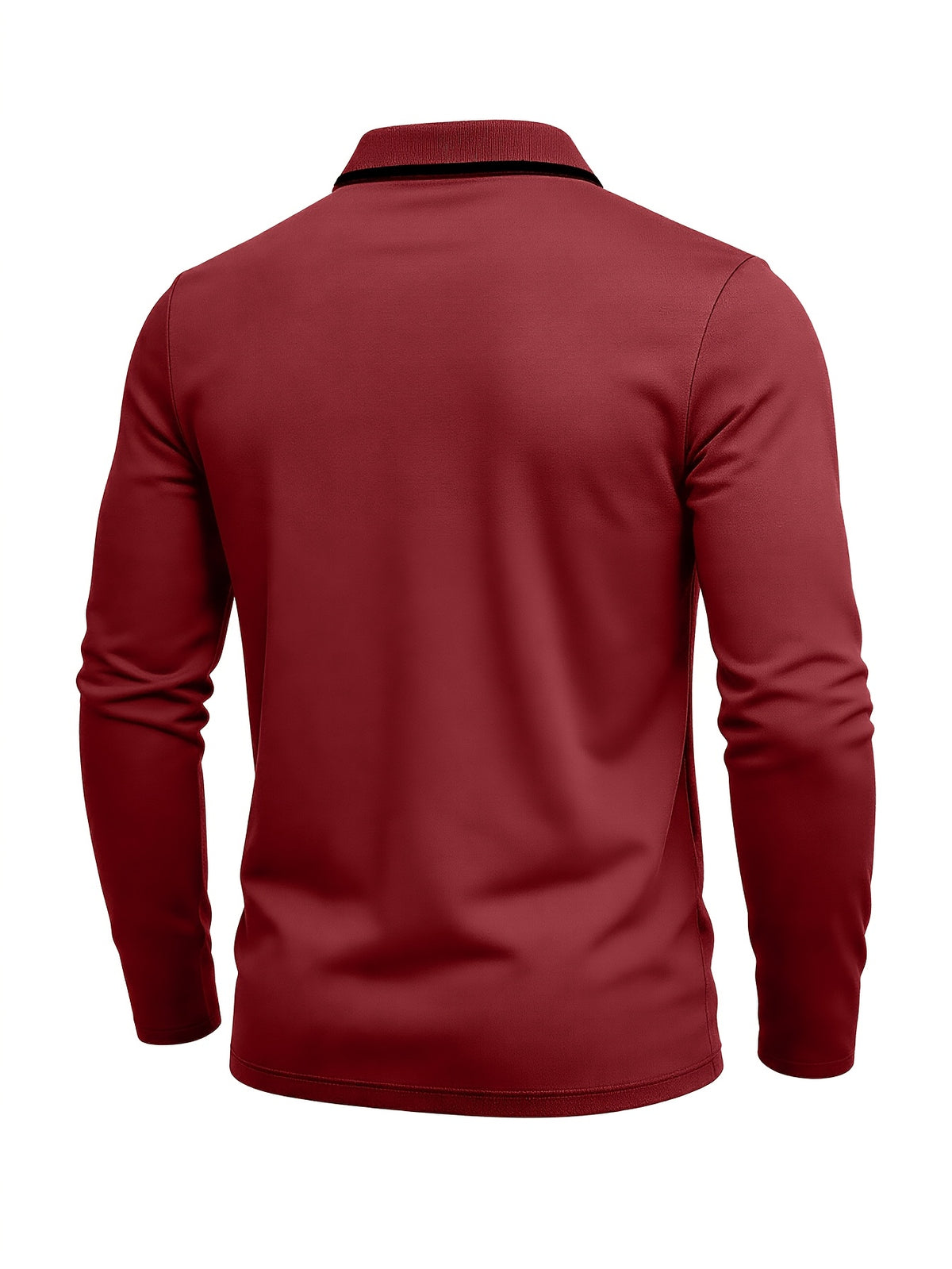 Autumn Cross-Border American Men'S Long Sleeve Polo Shirt Men'S Base Layer Contrast Top - Red