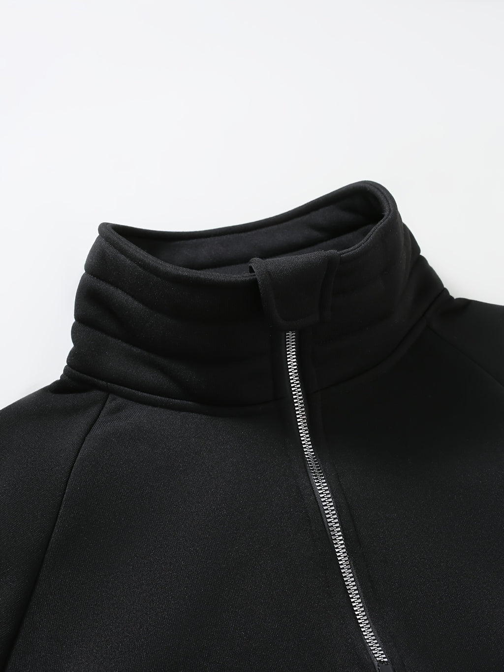 Men's Fashion Raglan Sleeve Sweatshirt with Half-Zip Open Neckline, Autumn/Winter Casual Versatile Long-Sleeve Sweatshirt - Black