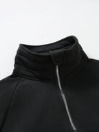 Men's Fashion Raglan Sleeve Sweatshirt with Half-Zip Open Neckline, Autumn/Winter Casual Versatile Long-Sleeve Sweatshirt - Black