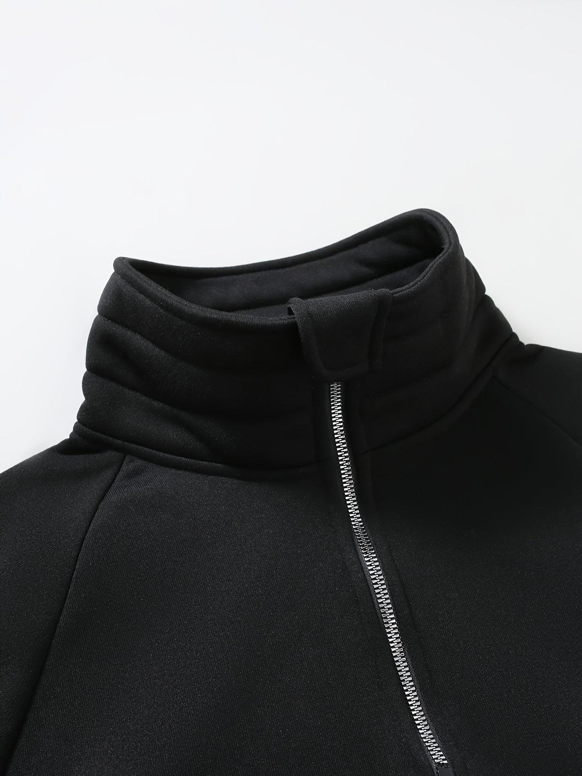 Men's Fashion Raglan Sleeve Sweatshirt with Half-Zip Open Neckline, Autumn/Winter Casual Versatile Long-Sleeve Sweatshirt - Black