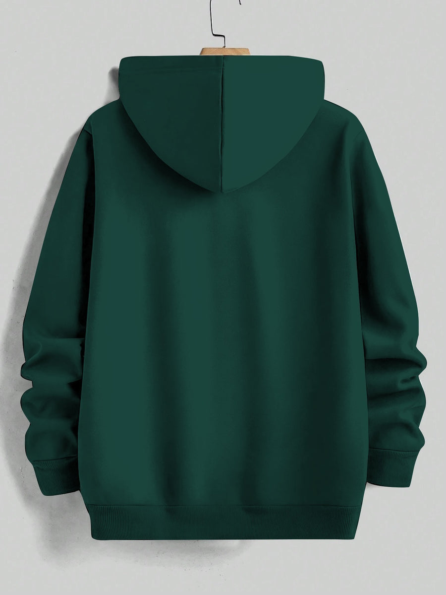 Men'S Yellow Hoodie with "And We'll Love You" Print - Cozy Fleece-Lined Pullover with Kangaroo Pocket, Casual Drawstring Hooded Sweatshirt for Spring & Fall, Comfortable Clothing | Relaxed Fit Hoodie | Fleece Lined Hoodie - Dark Green