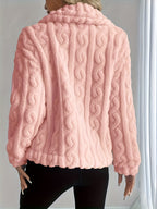 Double-Sided Lapel Button Elegant Top Coat - Pink Color