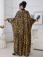 Women'S Loose Leopard Print Casual Daily Party Robe - Black