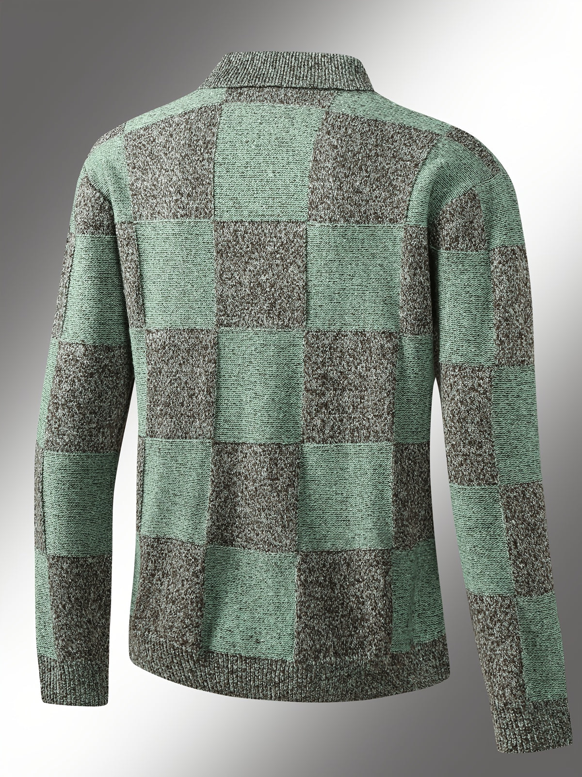 Men'S Checkered Jacket; Lapel Plaid Single-Breasted Casual Jacket; Autumn And Winter Men'S Top, Suitable for Daily Work Scenes - Gray Green