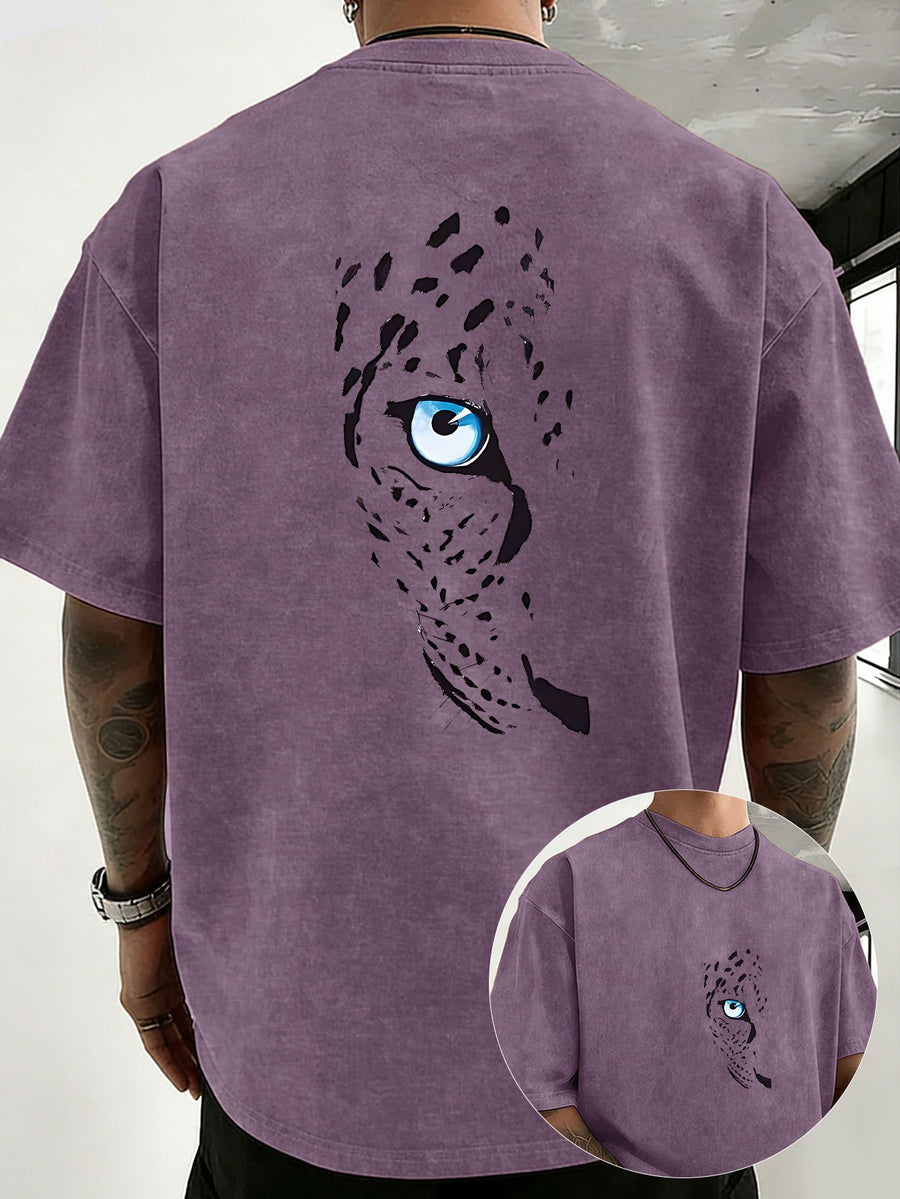 2026 New Unisex T-Shirt, Washed Pure Cotton with Distressed Texture, Double-Sided Print, Breathable and Sweat-Absorbent, Loose Fit for Outdoor Fitness and Sports, Trendy Short Sleeve - Purple