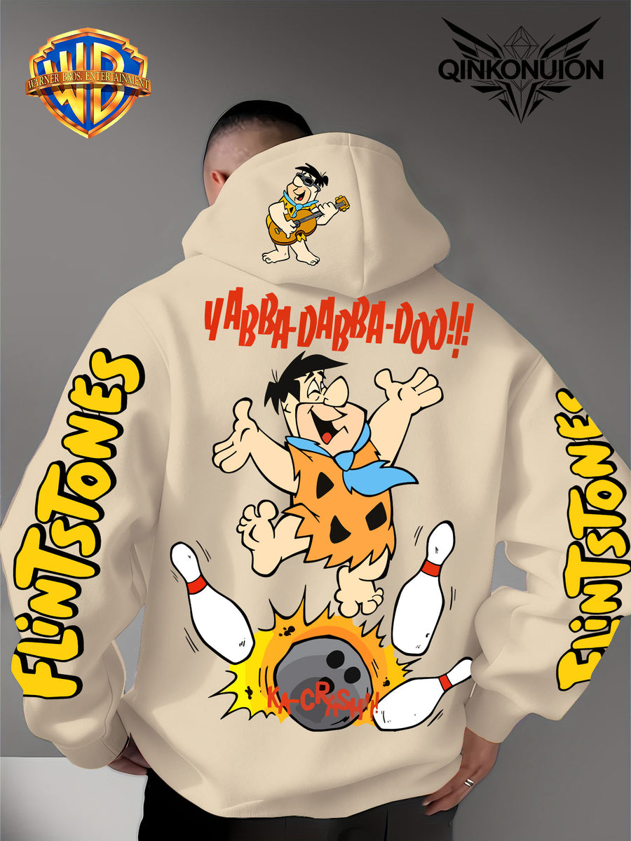 Warner Official Men's Hoodie, Stone Primitive for Man Bowling Impact Funny Anime Printed Design, Machine Washable, Warm and Casual for Autumn and Winter, Daily Drawstring Hoodie, Multi Functional Sports and Leisure Loose Version - Apricot