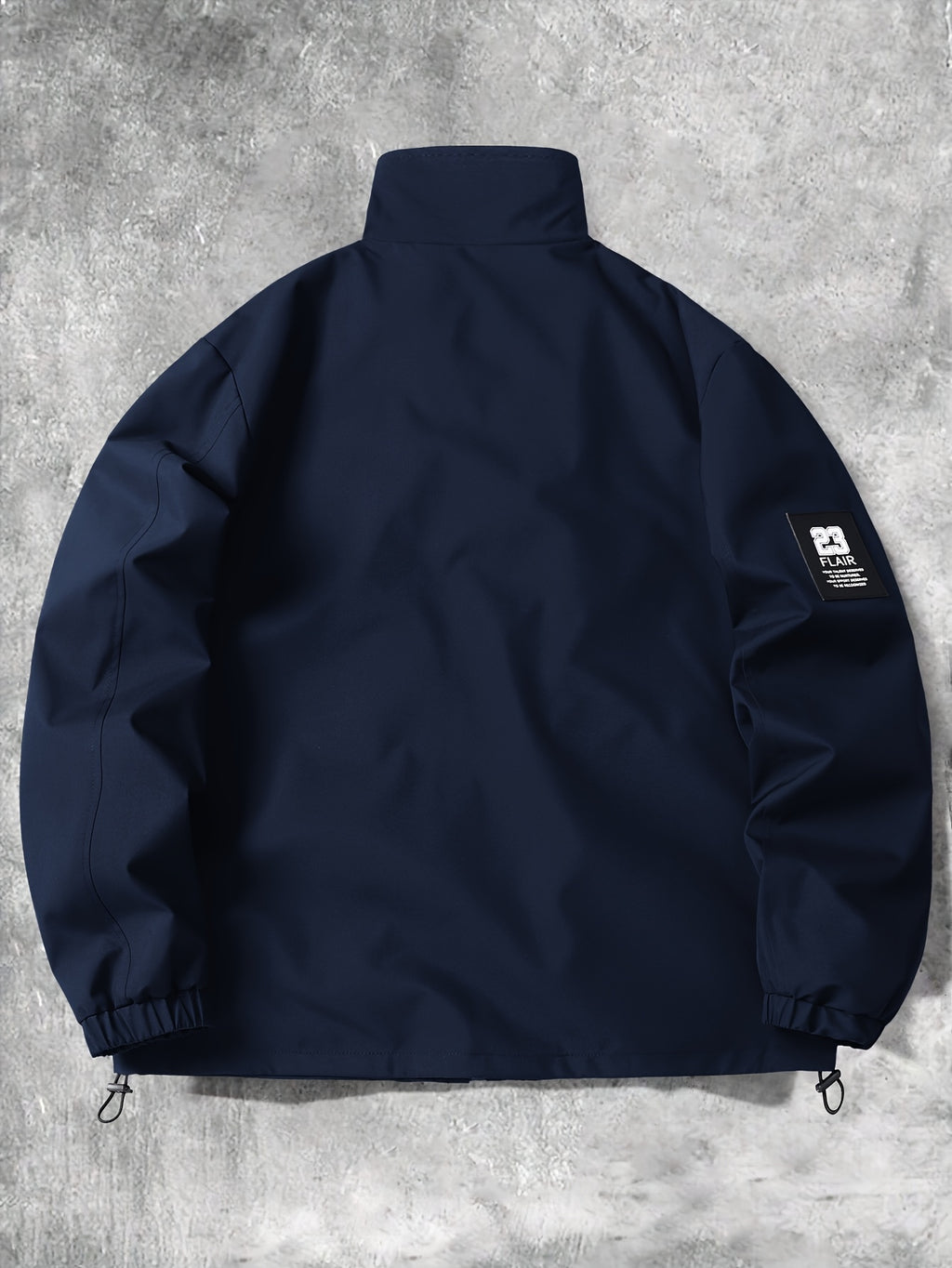 Men's Stand Collar Jacket with Letter Print, Fashionable and Versatile, Large Pocket Design, Suitable for Outdoor Activities, School, Daily Commute, All-Season Wear. XMJK093 - Dark Blue 2