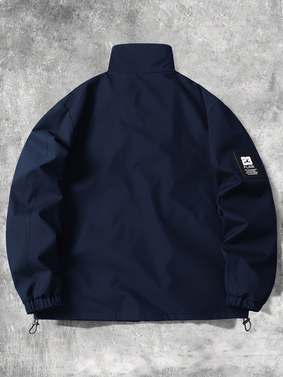 Men's Stand Collar Jacket with Letter Print, Fashionable and Versatile, Large Pocket Design, Suitable for Outdoor Activities, School, Daily Commute, All-Season Wear. XMJK093 - Dark Blue 2
