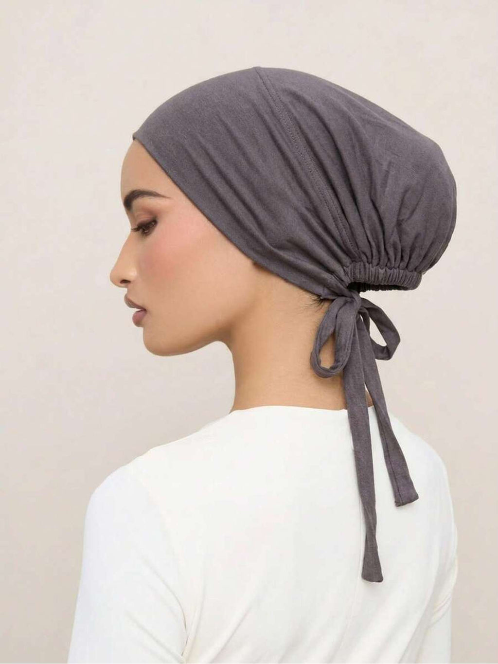1pc Women Abaya Accessories Fashion Solid Color Elastic Band Headscarf, Suitable for Daily Wear Headband Soft Under Cap Women Veil - Dark Gray