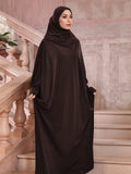 Solid Color Loose Hooded Long Cape Shawl, Casual Long Sleeve Simple Cape, Women's Clothing - Coffee Color