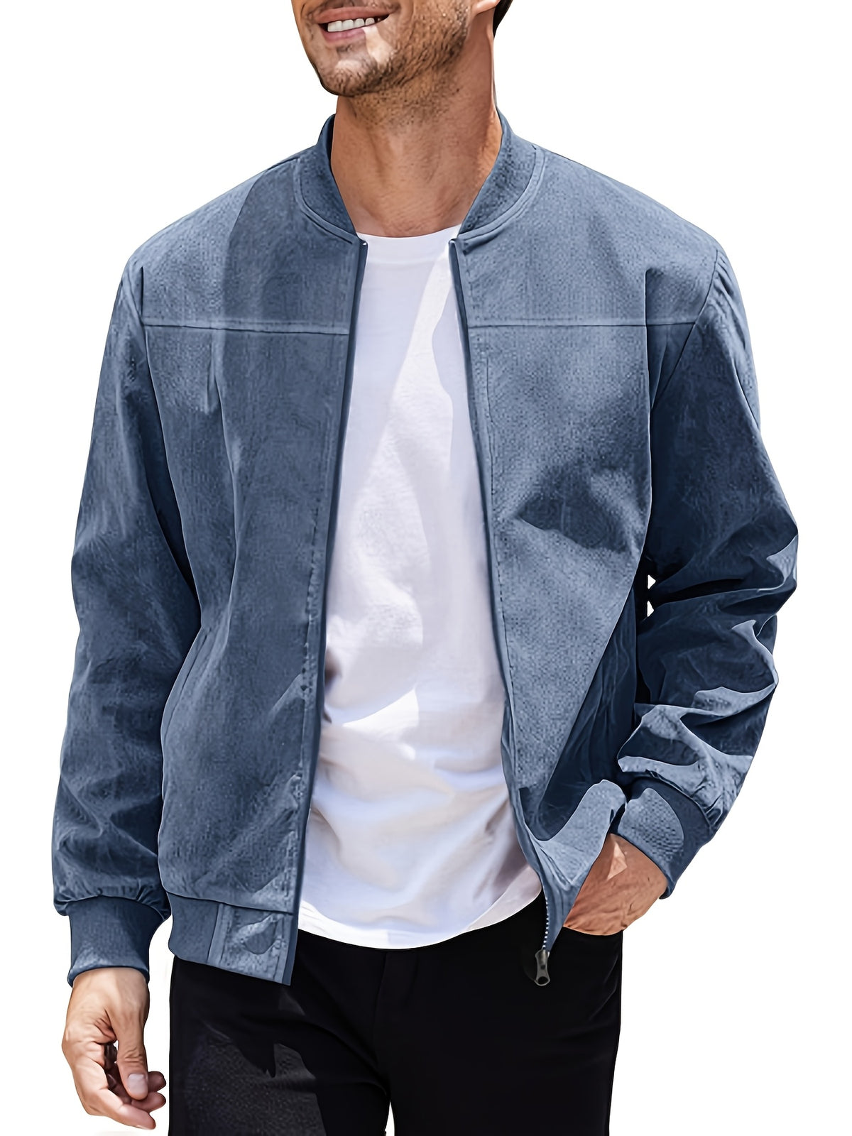 Multi-color Suede Jacket for Spring and Autumn - Peacock Blue
