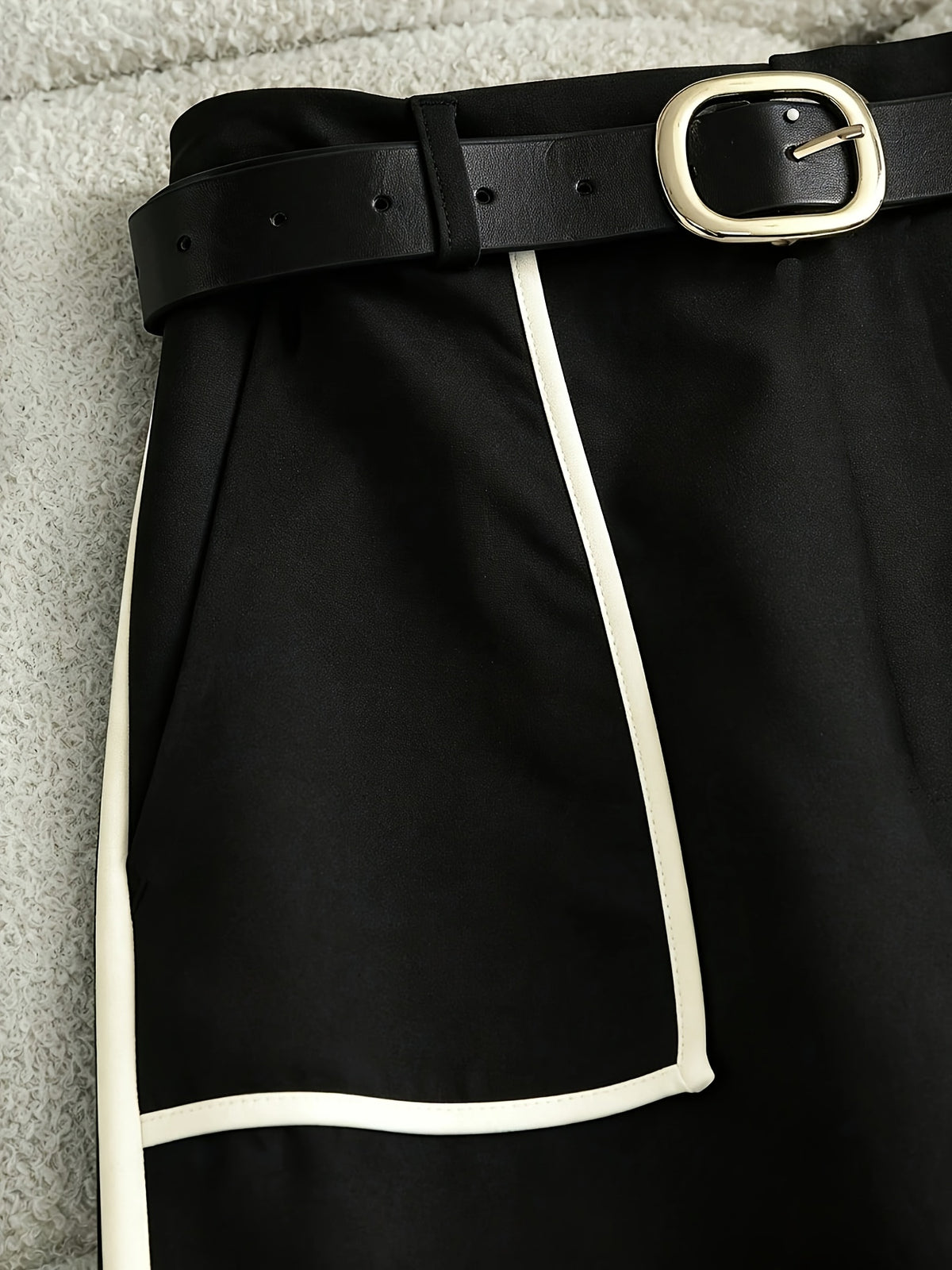 Grey Autumn and Winter Business Casual Wide Leg Straight Leg Pants, Stylish and Elegant Splicing Design, Loose Commuting Multi-purpose Pants, Suitable for Wearing in Spring and Autumn Seasons, Elastic Back Waist Casual Multifunctional Pants - Black